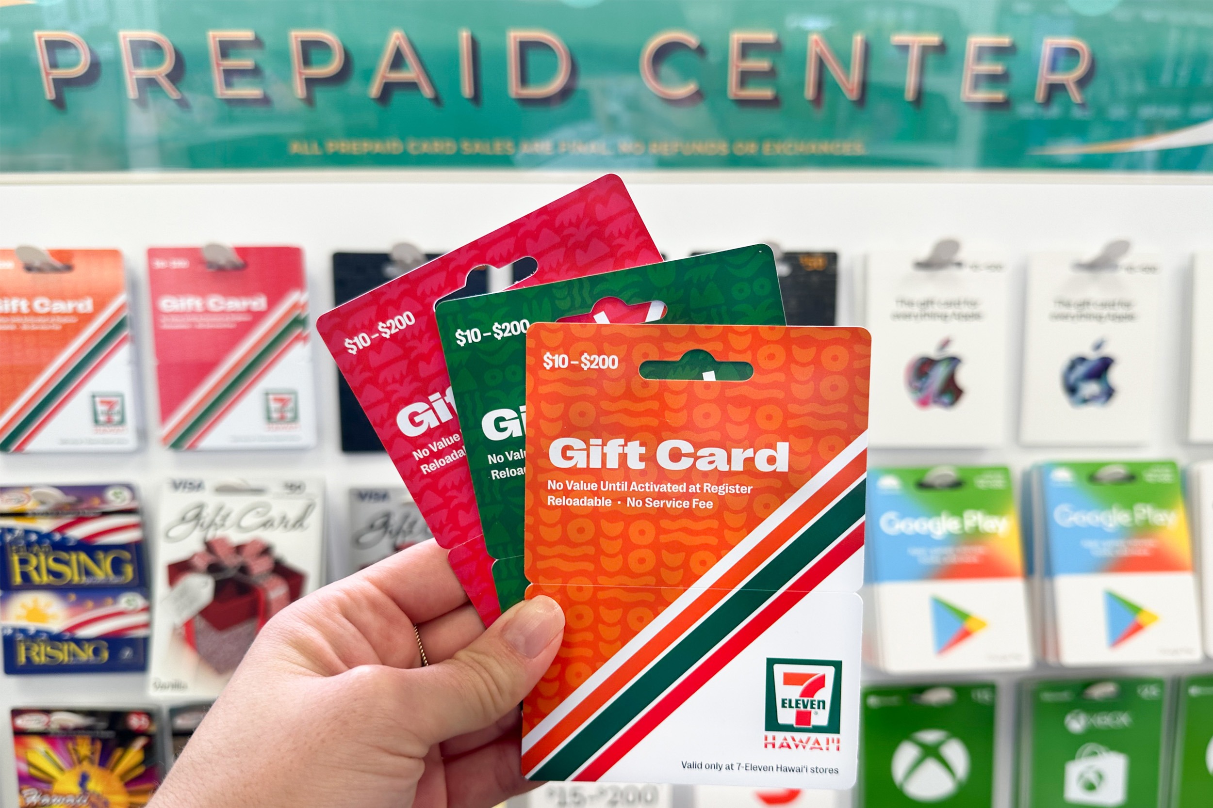 7-Eleven products like Slurpee, coffee, snacks, and a gift card